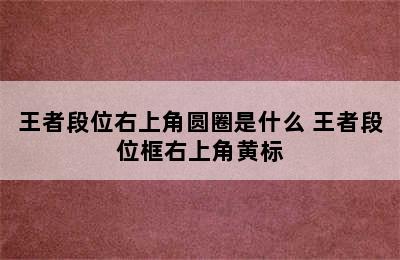 王者段位右上角圆圈是什么 王者段位框右上角黄标